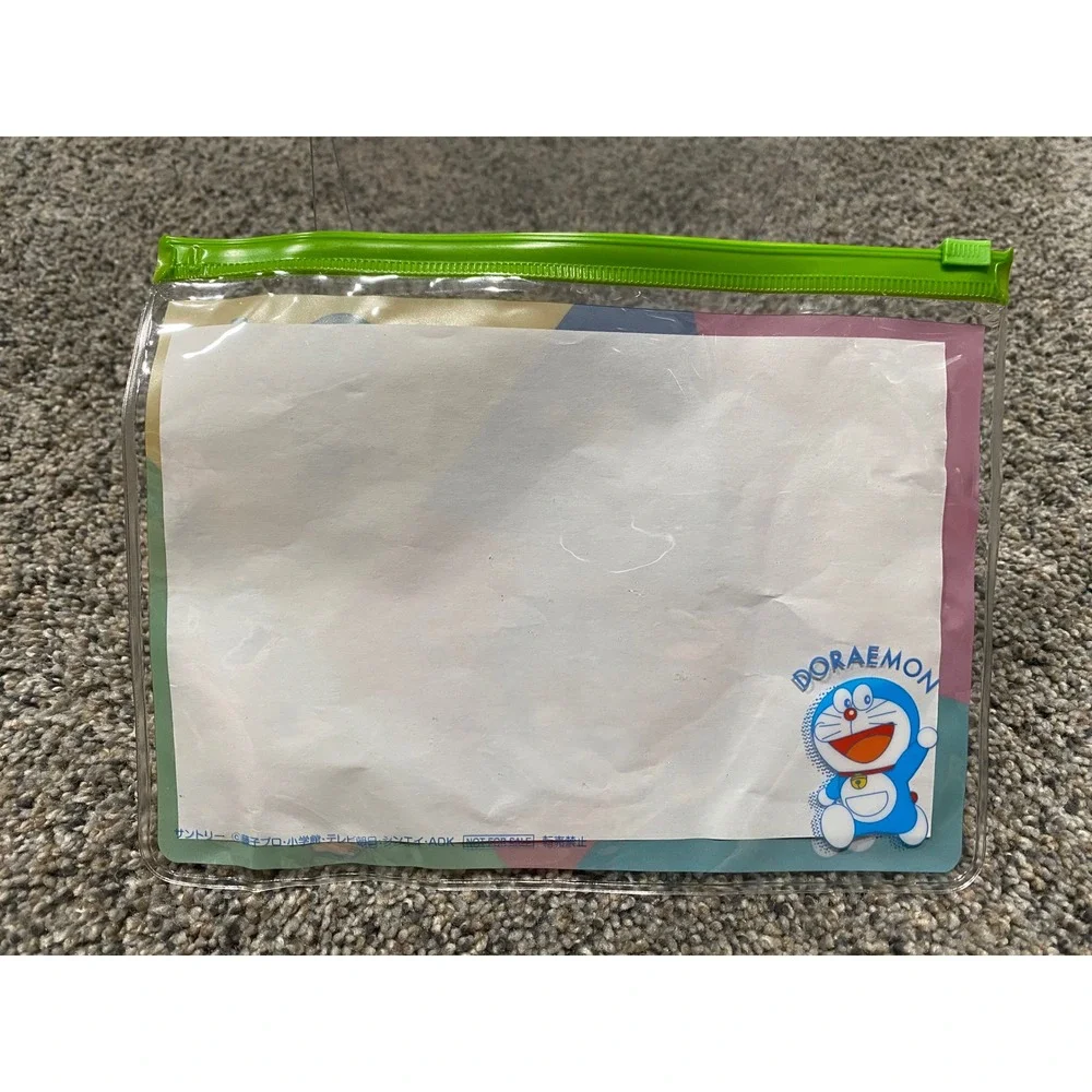 Doraemon Zipper Pouch Set Unisex OS Blue Green Excellent Anime Clear Travel Bag